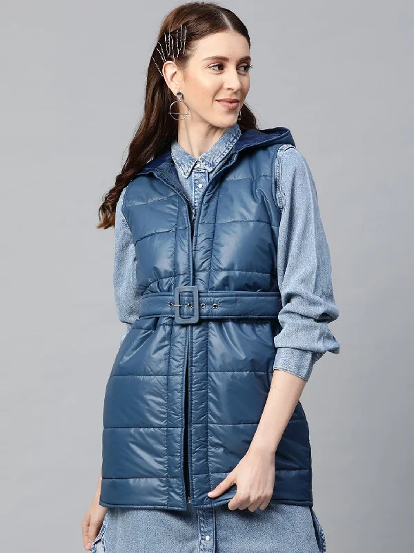 Women's cropped down jackets in bold colors for a sporty and fashionable winter outfitTeal Belted Longline Hooded Quilted Jacket Women's cropped down jackets in bold colors for a sporty and fashionable winter outfitTeal Belted Longline Hooded Quilted Jacket