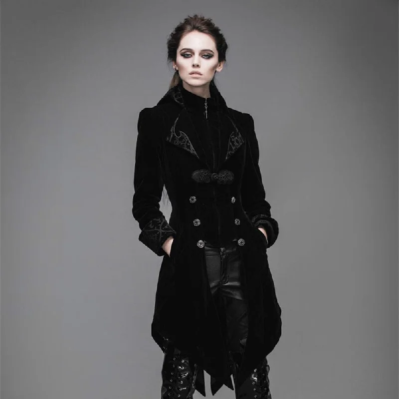 Women's faux fur - trimmed denim jackets for a trendy and cozy styleWomen's Three Button Vintage Goth Coat Women's faux fur - trimmed denim jackets for a trendy and cozy styleWomen's Three Button Vintage Goth Coat