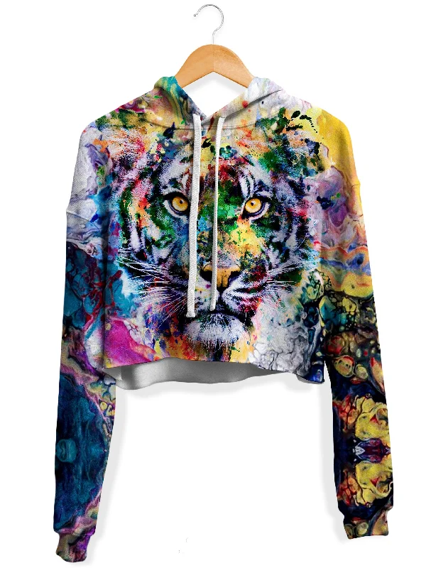 Women's cropped sweatshirt with a slogan graphic for a fun and expressive lookTiger Fleece Crop Hoodie Women's cropped sweatshirt with a slogan graphic for a fun and expressive lookTiger Fleece Crop Hoodie