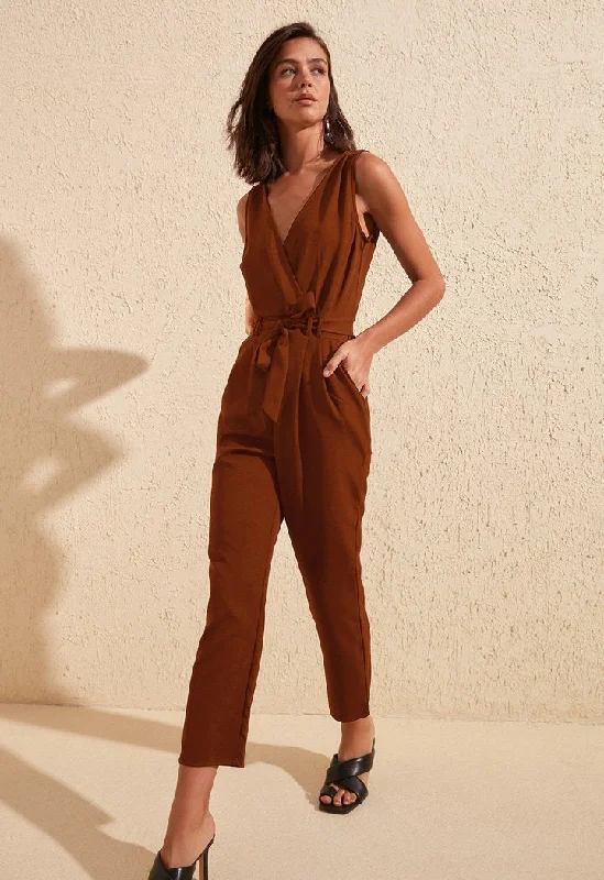 Women jumpsuits with a wrap - around design for a flattering fitV-Neck Belted Jumpsuit Women jumpsuits with a wrap - around design for a flattering fitV-Neck Belted Jumpsuit