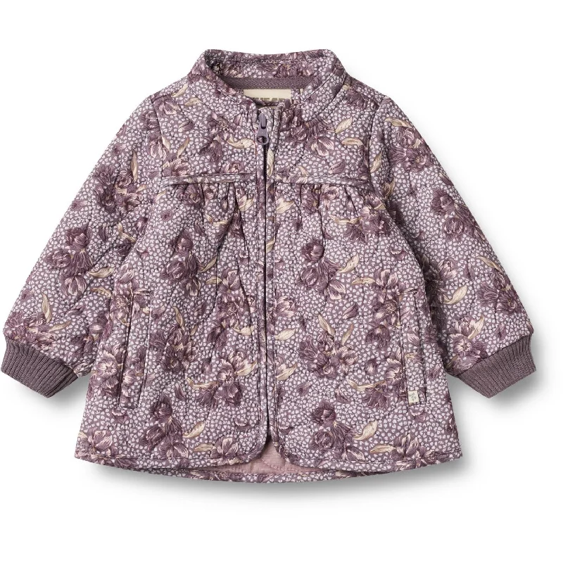 Women's bomber jackets with floral embroidery for a feminine and unique designWheat Lilac Tulips Thermo Jacket Thilde Women's bomber jackets with floral embroidery for a feminine and unique designWheat Lilac Tulips Thermo Jacket Thilde