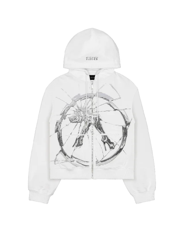 Women's crew - neck sweatshirt in a heather gray shade for a classic and versatile optionWhite Jessica Zip Hoodie Women's crew - neck sweatshirt in a heather gray shade for a classic and versatile optionWhite Jessica Zip Hoodie