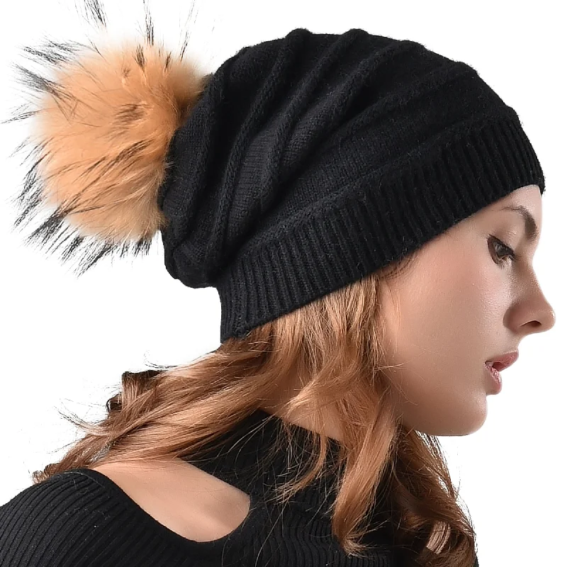 Real Fur Trimmed Polyester JacketsFURTALK Women Winter Sloughy Real Fur Pompom Hat Drop Shipping AD006 Real Fur Trimmed Polyester JacketsFURTALK Women Winter Sloughy Real Fur Pompom Hat Drop Shipping AD006