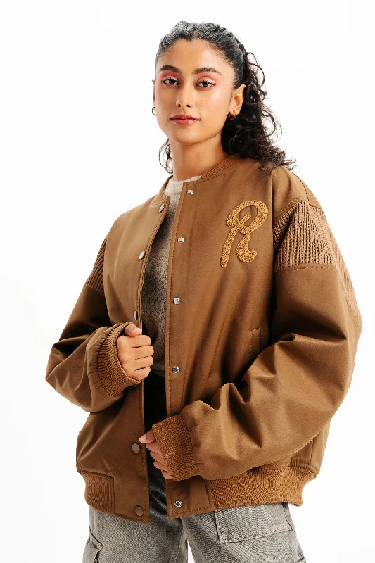 Women's denim jackets with a patchwork design for a bohemian and artsy styleBrown Jacket Women's denim jackets with a patchwork design for a bohemian and artsy styleBrown Jacket
