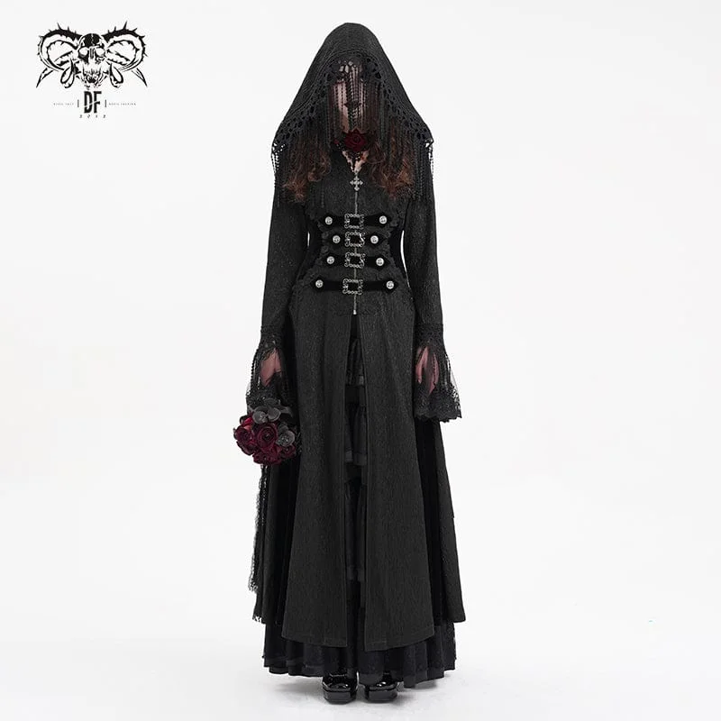 Women's long - line cardigan jackets in a soft knit for a cozy and elegant lookWomen's Gothic Buckle-up Tassels Jacket with Hood Women's long - line cardigan jackets in a soft knit for a cozy and elegant lookWomen's Gothic Buckle-up Tassels Jacket with Hood