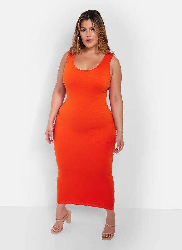 Midi dresses with keyhole backs for a flirty and unexpected detailEssential Tank Maxi Bodycon Dress - Orange Midi dresses with keyhole backs for a flirty and unexpected detailEssential Tank Maxi Bodycon Dress - Orange