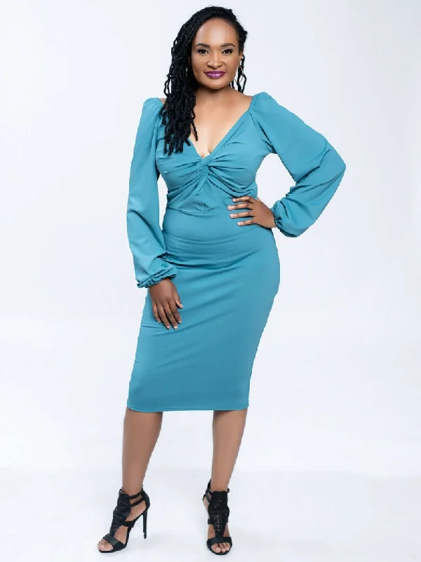 Midi dresses with side slits for a sexy and elegant appearanceMagali Design Knot Dress - Teal Midi dresses with side slits for a sexy and elegant appearanceMagali Design Knot Dress - Teal
