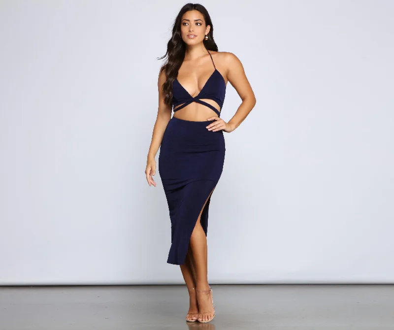 Midi dresses with ruffled hems for a romantic date nightMajor Stunner Cutout Midi Dress Midi dresses with ruffled hems for a romantic date nightMajor Stunner Cutout Midi Dress
