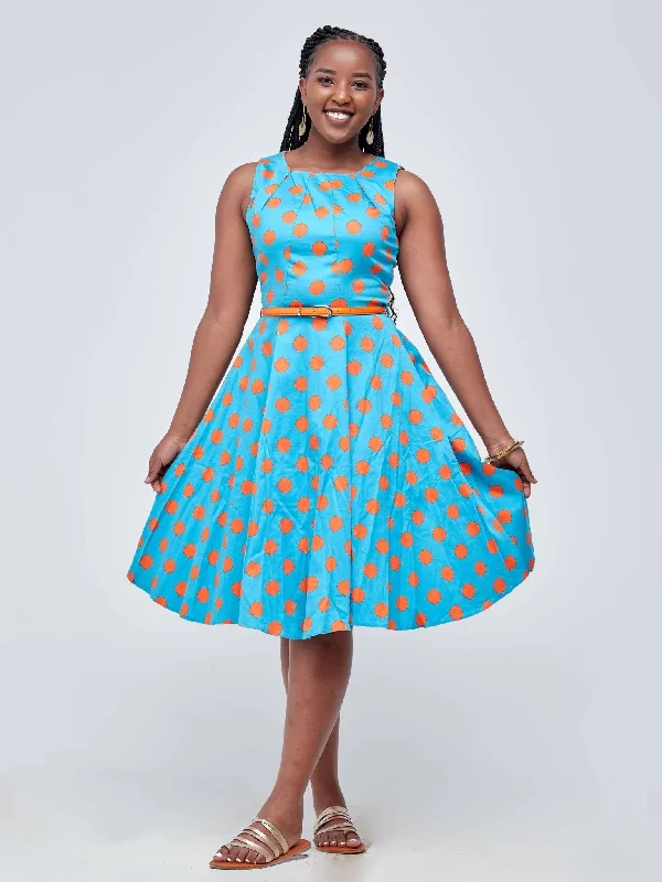 Midi dresses with off - the - shoulder necklines for a flirty lookThe Fashion Frenzy Polka Skater Ð Teal / Orange Polka Midi dresses with off - the - shoulder necklines for a flirty lookThe Fashion Frenzy Polka Skater Ð Teal / Orange Polka