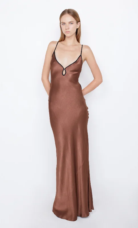 Linen maxi dresses for a breathable and lightweight summer optionCEDAR CITY MAXI DRESS - CHOC/BLACK Linen maxi dresses for a breathable and lightweight summer optionCEDAR CITY MAXI DRESS - CHOC/BLACK