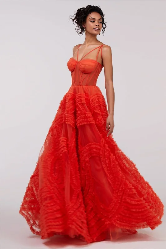 Maxi dresses with a ruffled neckline for a charming lookCharley A-line Tulle Maxi Dress Maxi dresses with a ruffled neckline for a charming lookCharley A-line Tulle Maxi Dress