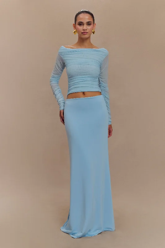 Maxi dresses with pocket details for added functionalityDarla Mesh And Slinky Off Shoulder Maxi Dress - Sky Blue Maxi dresses with pocket details for added functionalityDarla Mesh And Slinky Off Shoulder Maxi Dress - Sky Blue