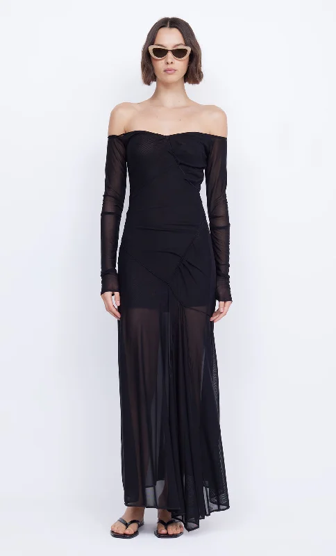 Maxi dresses with a halter neck for a stylish and sophisticated choiceISADORA LONG SLEEVE DRESS - BLACK/BLACK Maxi dresses with a halter neck for a stylish and sophisticated choiceISADORA LONG SLEEVE DRESS - BLACK/BLACK