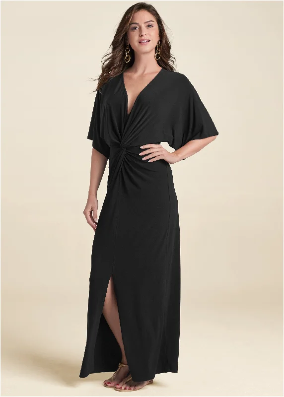 Maxi dresses with a button - down front for a classic lookTwist Front Maxi Dress - Black Maxi dresses with a button - down front for a classic lookTwist Front Maxi Dress - Black