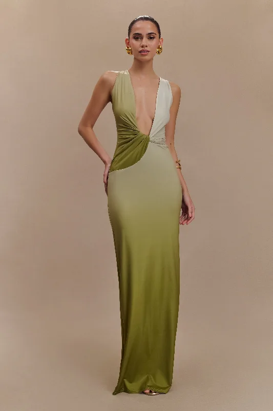 Maxi dresses with tassel accents for a fun and lively touchStella Draped Slinky Maxi Dress - Ombre Vintage Olive Maxi dresses with tassel accents for a fun and lively touchStella Draped Slinky Maxi Dress - Ombre Vintage Olive