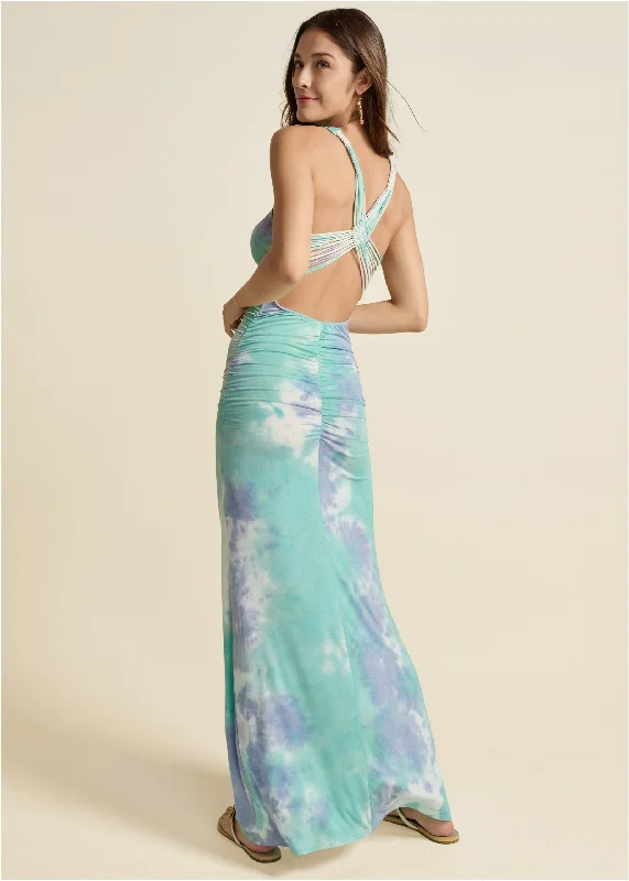 Animal print maxi dresses for a statement - making outfitStrappy Back Maxi Dress - Blue Multi Animal print maxi dresses for a statement - making outfitStrappy Back Maxi Dress - Blue Multi
