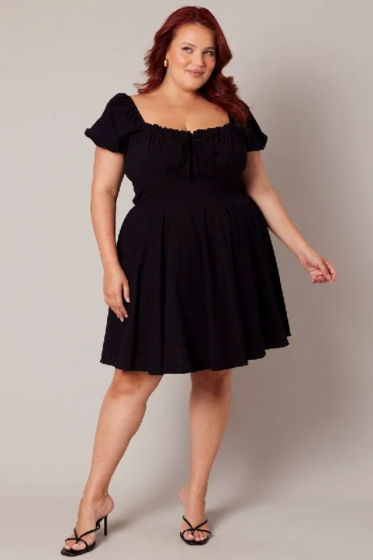 Mini dresses with empire waists for a flattering fitBlack Corset Puff Sleeve Mini Dress Mini dresses with empire waists for a flattering fitBlack Corset Puff Sleeve Mini Dress
