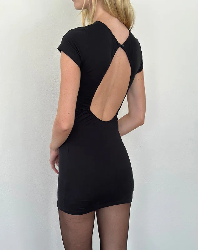 Mini dresses with embroidered details for a unique touchKyuki Mini Dress in Black Lycra Mini dresses with embroidered details for a unique touchKyuki Mini Dress in Black Lycra