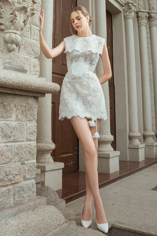 Mini dresses with mesh panels for a sexy and trendy lookRasin A-line Round Neck Lace Mini Dress Mini dresses with mesh panels for a sexy and trendy lookRasin A-line Round Neck Lace Mini Dress