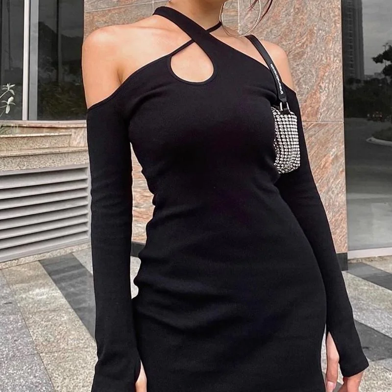 Mini dresses with wrap - around stylesFashionSierra - Sexy Black Bodycon Mini Dress