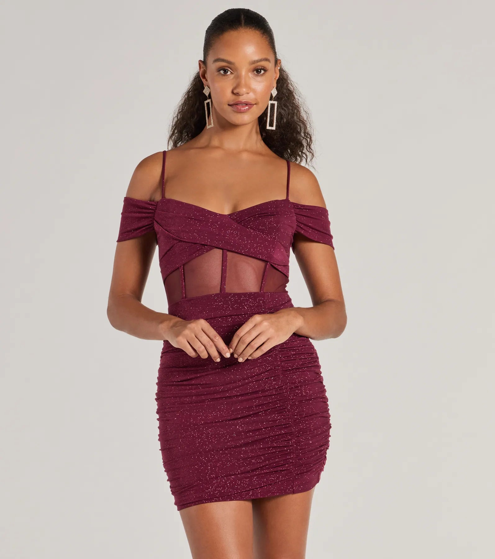 Mini dresses with halter necks for a stylish choiceSultry Glitz Glitter Cold-Shoulder Mini Dress Mini dresses with halter necks for a stylish choiceSultry Glitz Glitter Cold-Shoulder Mini Dress