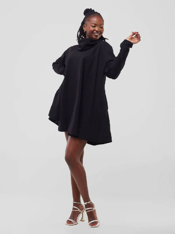 Mini dresses with belted waists for a defined silhouetteTimyt Urban Wear Poncho Dress - Black Mini dresses with belted waists for a defined silhouetteTimyt Urban Wear Poncho Dress - Black