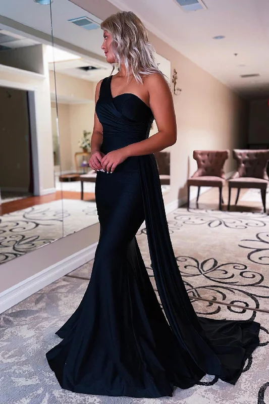 Party dresses with a bow detail for a cute and charming touchBlack One Shoulder Mermaid Prom Dress Party dresses with a bow detail for a cute and charming touchBlack One Shoulder Mermaid Prom Dress