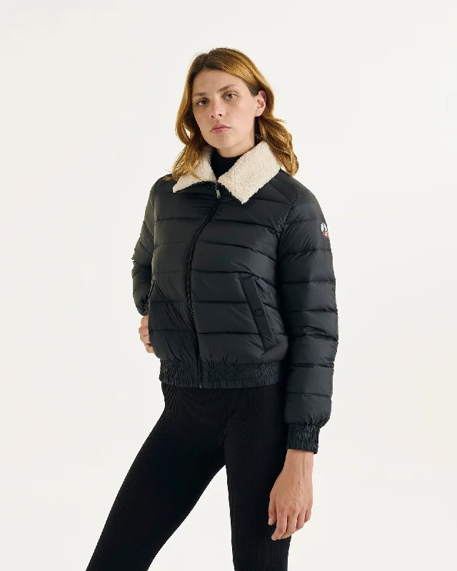 down coat for outdoor concerts in winter​Danae aviator-style down jacket Black