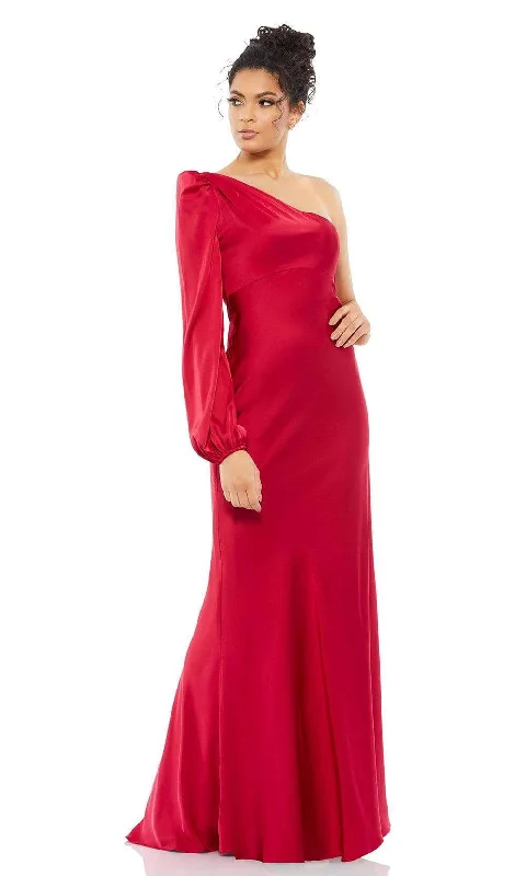 Ball - gown style formal dresses with sequined bodices for promIeena Duggal - 55401I Blouson Sleeve One Shoulder Satin Gown Ball - gown style formal dresses with sequined bodices for promIeena Duggal - 55401I Blouson Sleeve One Shoulder Satin Gown