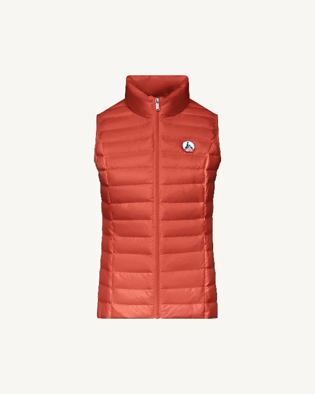 down coat with zippered side ventsIntense rust Seda lightweight sleeveless puffer jacket down coat with zippered side ventsIntense rust Seda lightweight sleeveless puffer jacket