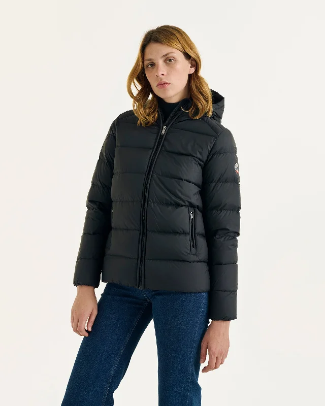 down coat for seniors with easy - to - use closuresJohanna straight-cut hooded down jacket Black down coat for seniors with easy - to - use closuresJohanna straight-cut hooded down jacket Black