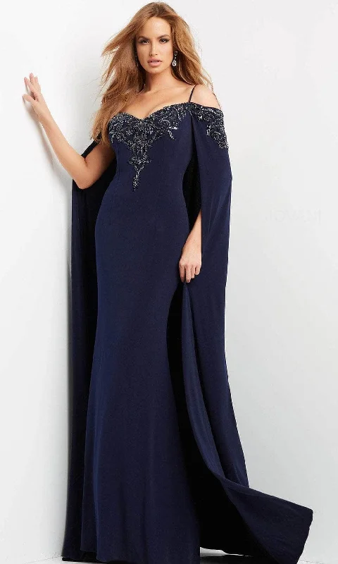 Formal dresses with button - front designs and tulle skirts for a charming prom styleJovani 06631 - Long Cape Embellished Evening Gown Formal dresses with button - front designs and tulle skirts for a charming prom styleJovani 06631 - Long Cape Embellished Evening Gown