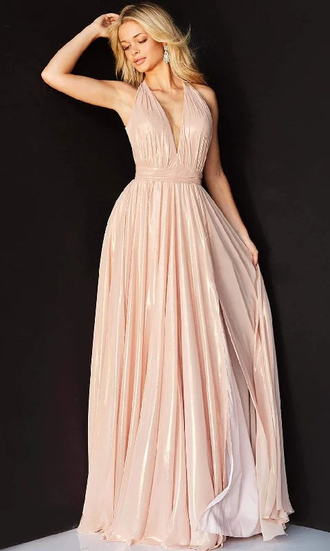 Prom dresses with geometric - cutout sleeves and flowing chiffon fabrics for a modern and airy lookJovani - 07247 Plunging Halter Cascading Panel Gown Prom dresses with geometric - cutout sleeves and flowing chiffon fabrics for a modern and airy lookJovani - 07247 Plunging Halter Cascading Panel Gown