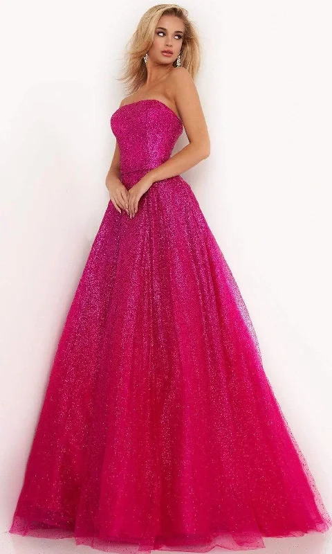 Formal dresses with ruffled skirts and bow accents for a charming prom appearanceJVN by Jovani - JVN02875 Strapless Glitter Ballgown Formal dresses with ruffled skirts and bow accents for a charming prom appearanceJVN by Jovani - JVN02875 Strapless Glitter Ballgown