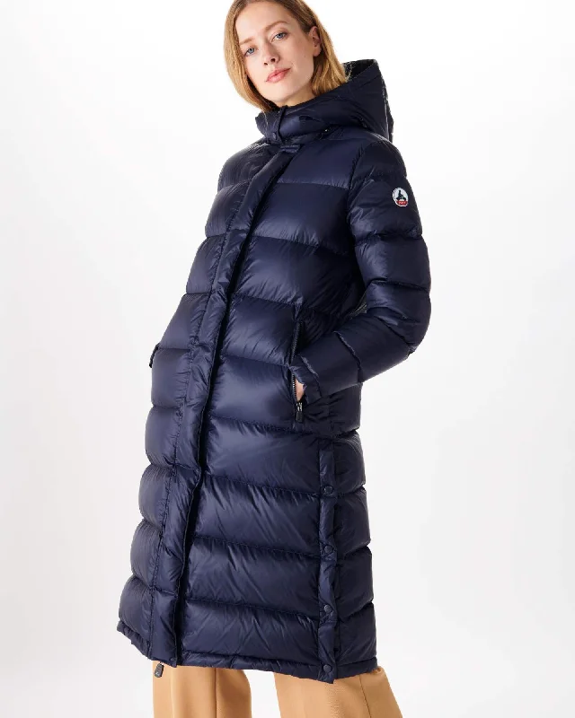 down coat for hunting in cold weather​Long hooded down jacket Navy Karachi