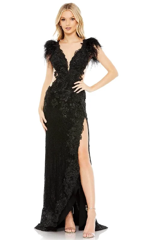 Formal dresses with tiered skirts and pearl embellishments for a luxurious feelMac Duggal 67782 - Feather and Floral Evening Gown Formal dresses with tiered skirts and pearl embellishments for a luxurious feelMac Duggal 67782 - Feather and Floral Evening Gown