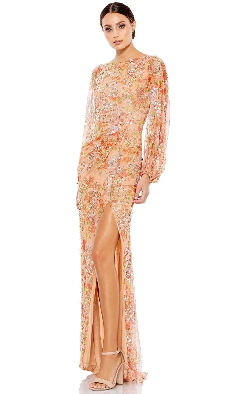 Prom dresses with tiered lace skirts and off - the - shoulder necklines for a feminine and elegant formal affairMac Duggal 93547 - Long Sleeve Bateau Neck Long Dress Prom dresses with tiered lace skirts and off - the - shoulder necklines for a feminine and elegant formal affairMac Duggal 93547 - Long Sleeve Bateau Neck Long Dress