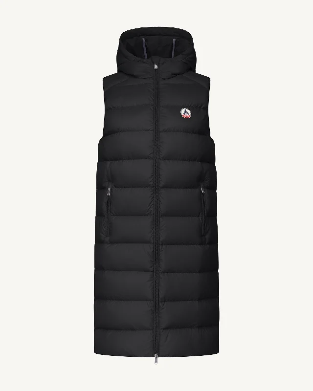 down coat for hiking in the mountains​Manon long sleeveless down jacket Black