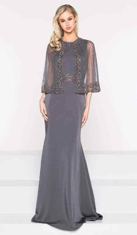 A - line formal dresses with beaded lace appliques for formal eventsMarsoni by Colors - M232 Jeweled Cape Long Faille Gown A - line formal dresses with beaded lace appliques for formal eventsMarsoni by Colors - M232 Jeweled Cape Long Faille Gown