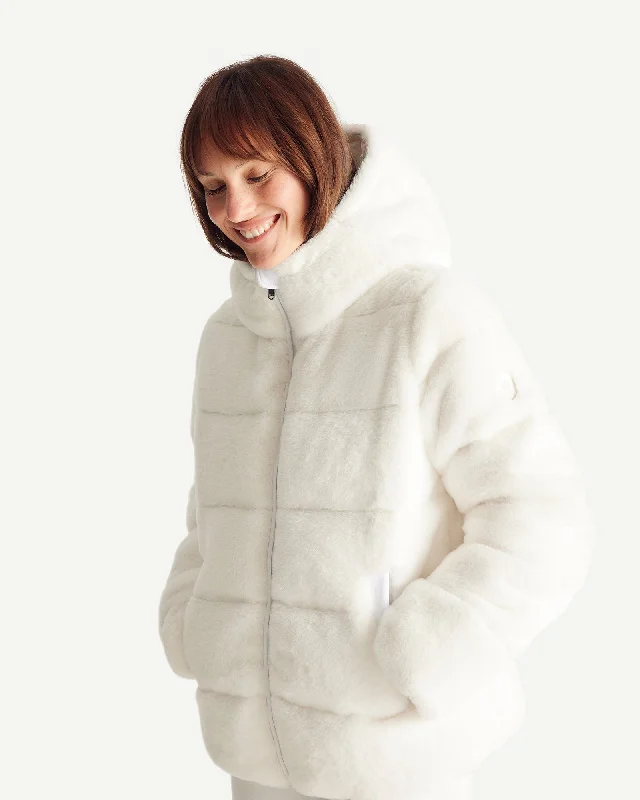 down coat for winter gardeners​Mona faux fur down jacket White