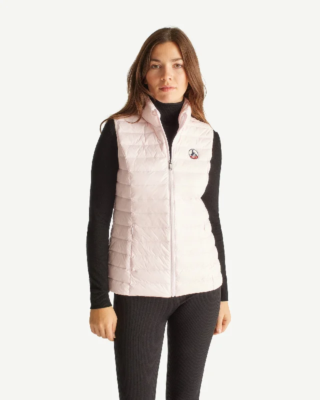 long - line down coat for women's fashion​Petal rose Seda lightweight sleeveless puffer jacket