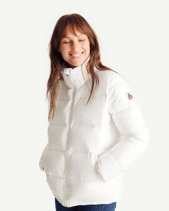 hooded down coat for winter commuting​Quilted down jacket White Cardiff
