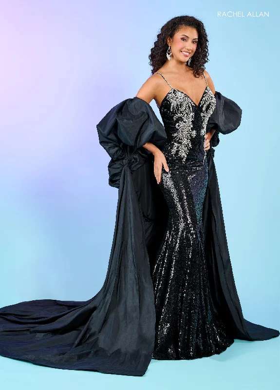 Party dresses with a metallic - thread embroidery for a luxurious touchRachel Allan 70482 Detachable Sleeves Long Sequins Prom Dress Party dresses with a metallic - thread embroidery for a luxurious touchRachel Allan 70482 Detachable Sleeves Long Sequins Prom Dress