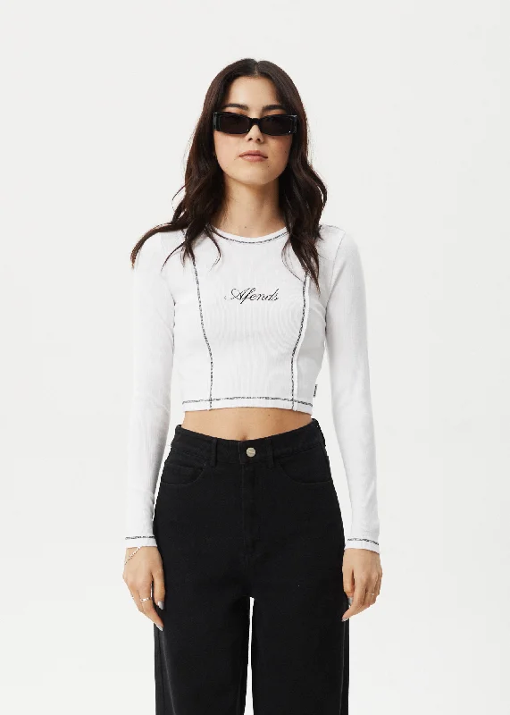 Ruffled Cuff Women Long Sleeve Top with a Feminine TouchAFENDS Womens Notice - Long Sleeve Tee - White Ruffled Cuff Women Long Sleeve Top with a Feminine TouchAFENDS Womens Notice - Long Sleeve Tee - White