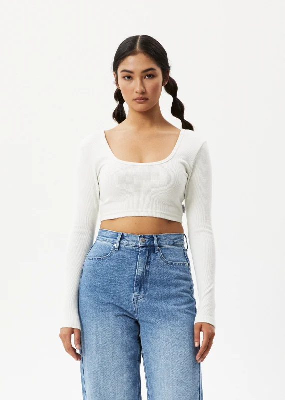 Button - Down Women Long Sleeve Top for a Classic StyleAFENDS Womens Milla - Ribbed Long Sleeve Cropped Top - Off White Button - Down Women Long Sleeve Top for a Classic StyleAFENDS Womens Milla - Ribbed Long Sleeve Cropped Top - Off White