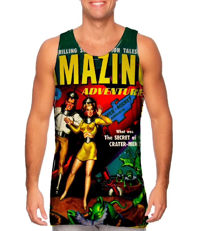Plus Size Women's Embroidered Tank Tops in Boho StylesAlien Attack Comic Retro