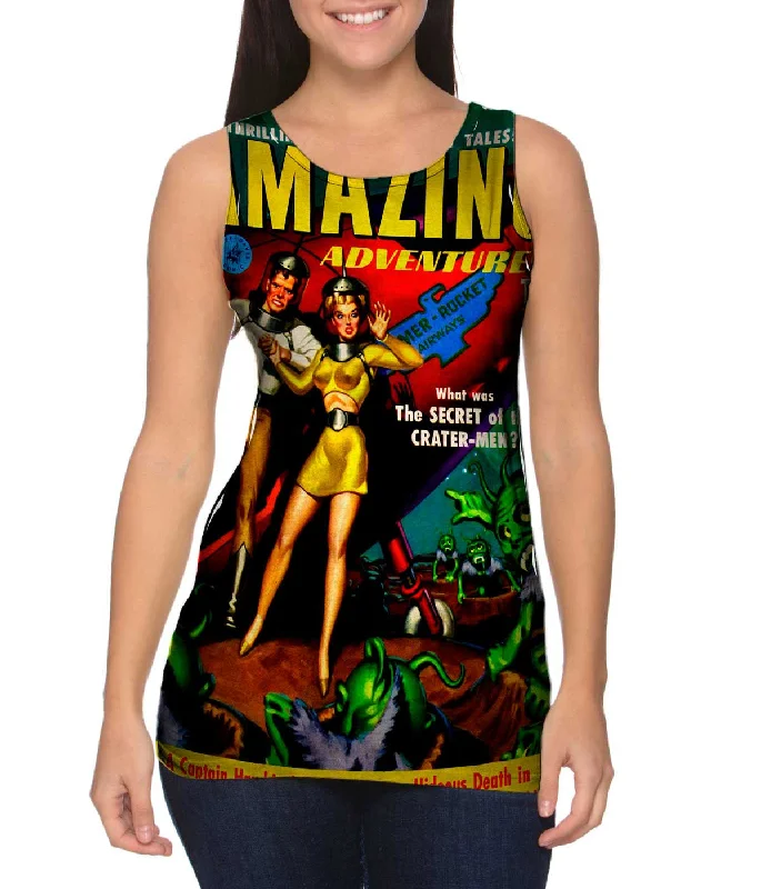 Plunge Neck Women's Seamless Tank Tops for a Smooth FitAlien Attack Comic Retro