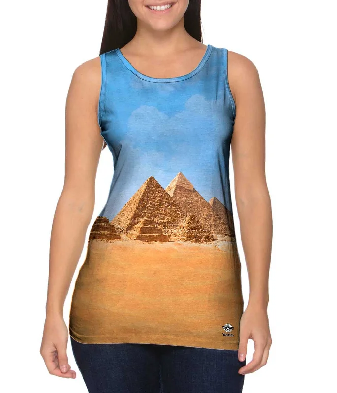Plus Size Women's Puff - Sleeve Tank Tops in Pastel HuesAll Gizah Pyramids