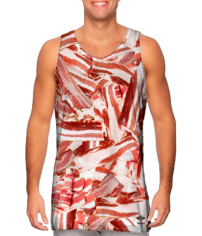 Plus Size Women's Glitter - Trimmed Tank Tops for Party NightsAll You Can Eat Bacon