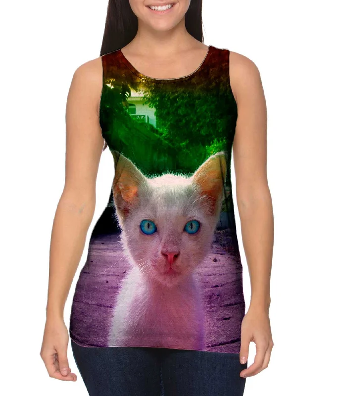 Scoop Neck Women's Linen Blend Tank Tops for SummerAlley Kitten